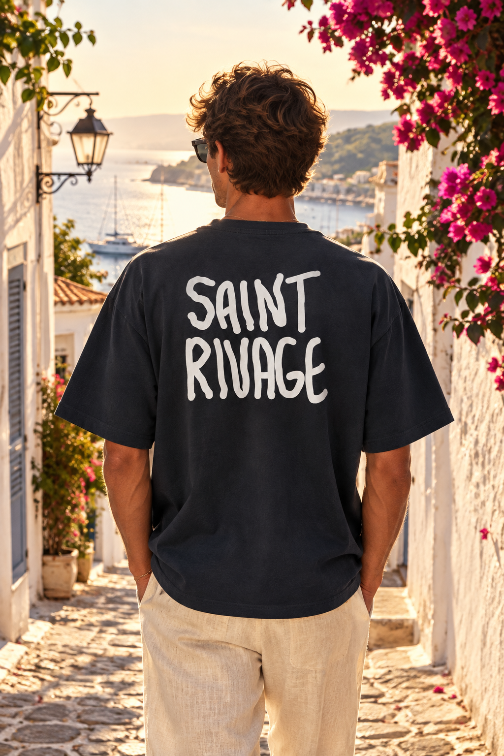 Navy - lifestyle | Saint Rivage Signature Tee oversized boxy t-shirt